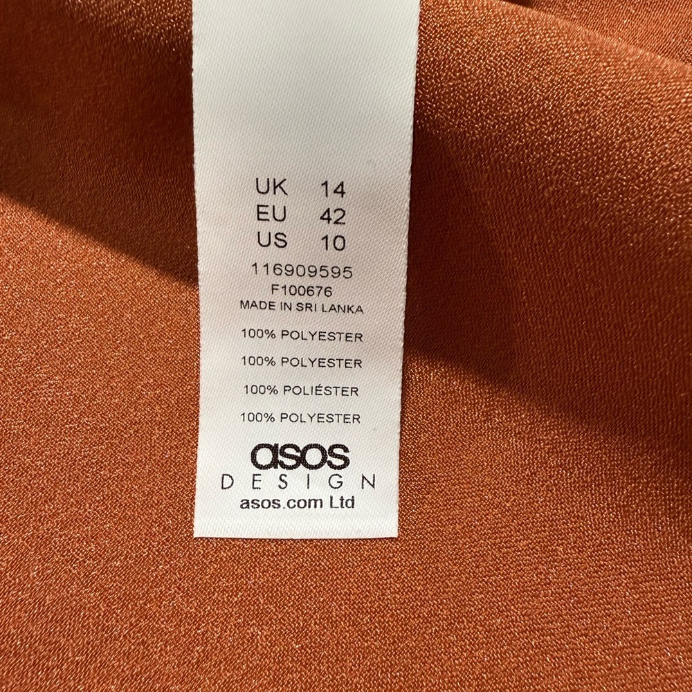 NWT ASOS Bronze Rust Satin Slip Dress Sz 10 Cocktail Party Wedding Date Night - Picture 14 of 14